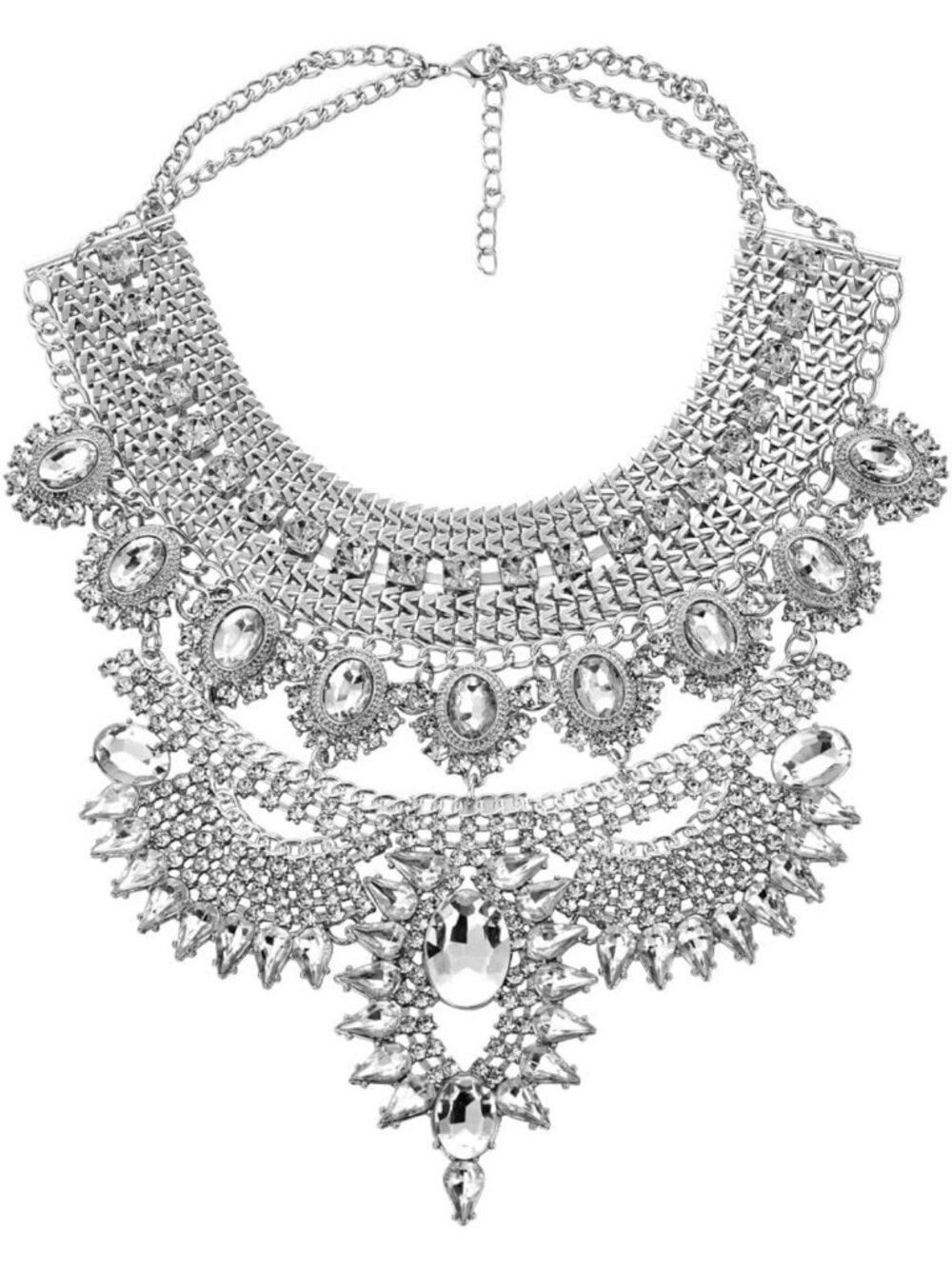 Boho Chunky Coin Statement Necklace with Long Tassels for Women - Silver